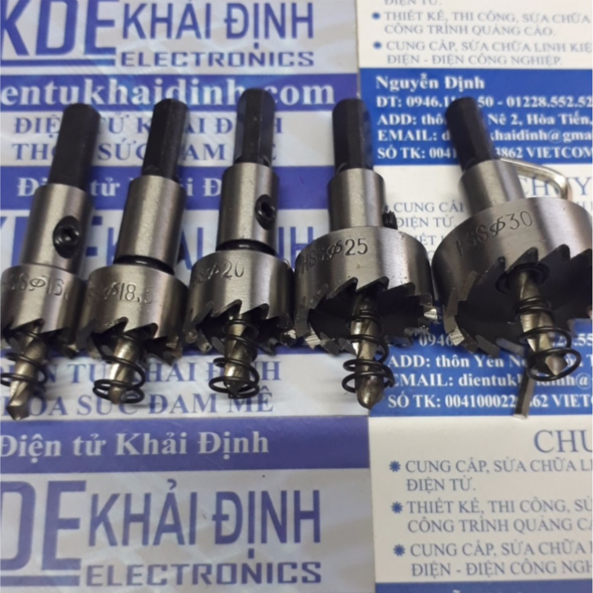 5 MŨI KHOAN THÉP khoét lỗ lớn HSS LỖ 16, 18.5, 20, 25, 30mm kde4639