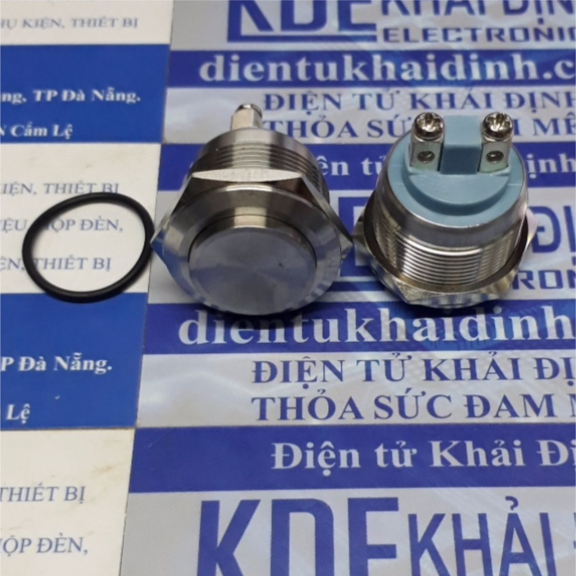 Nút nhấn inox chống nước, dạng tròn khoét lỗ 22mm, nút nhấn đề, ấn nhả GQ22 đầu lồi kde4654