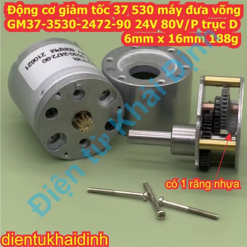 Động cơ giảm tốc 37 530 máy đưa võng GM37-3530-2472-90 24V 80V/P trục D 6mm x 16mm 188g kde4693