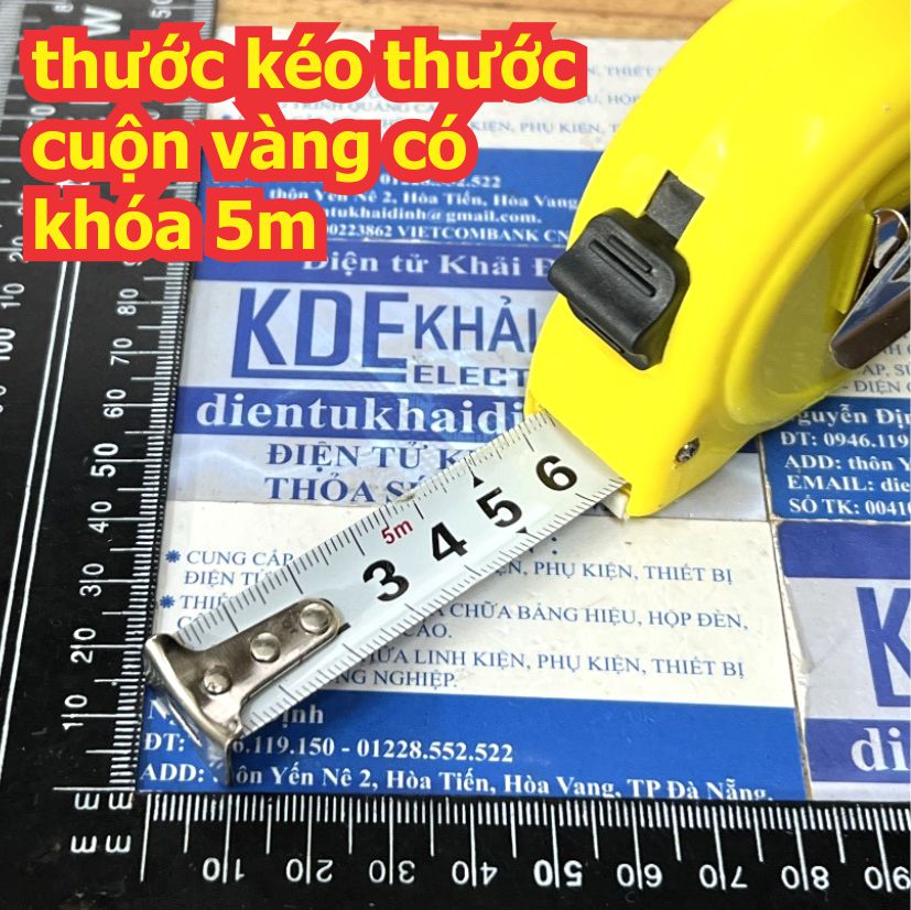 thước kéo thước cuộn vàng có khóa 5m kde4741