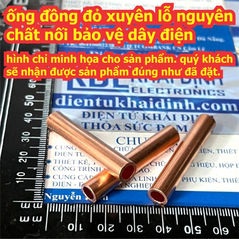 ống đồng đỏ xuyên lỗ nguyên chất nối bảo vệ dây điện dày chắc chắn nhiều kích thước kde7759