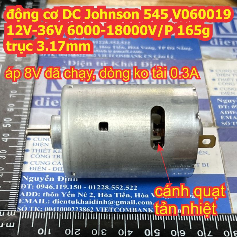 động cơ DC Johnson 545 V060019 12V-36V 6000-18000V/P 165g trục 3.17mm kde4879