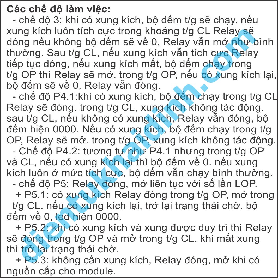 MODULE DELAY 0.01S-9999 PHÚT LED HIỂN THỊ, 4 PHÍM NHẬP, dùng RELAY làm mạch sạc acquy kde4904