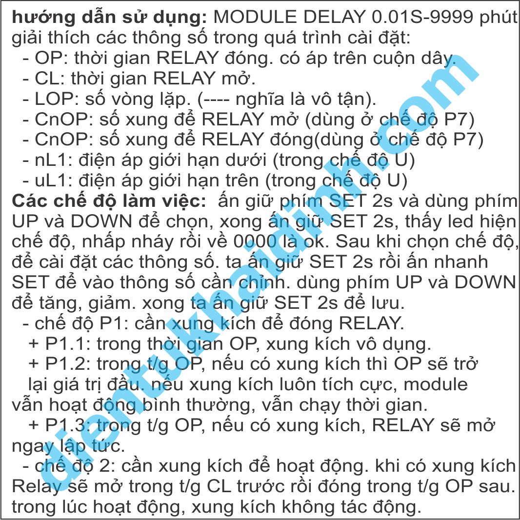 MODULE DELAY 0.01S-9999 PHÚT LED HIỂN THỊ, 4 PHÍM NHẬP, dùng RELAY làm mạch sạc acquy kde4904