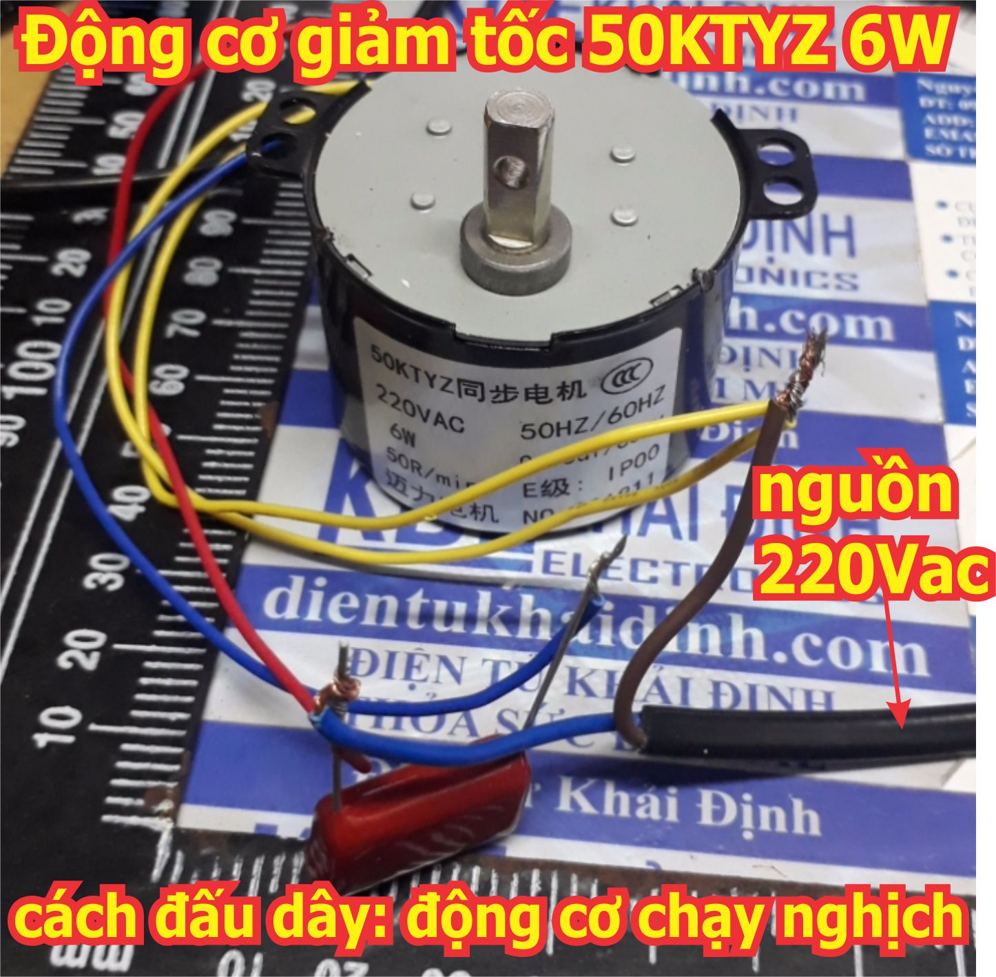 ĐỘNG CƠ GIẢM TỐC 220VAC 50KTYZ TRỤC 7MM 6W đủ tốc độ từ 10-110V/P kde5242
