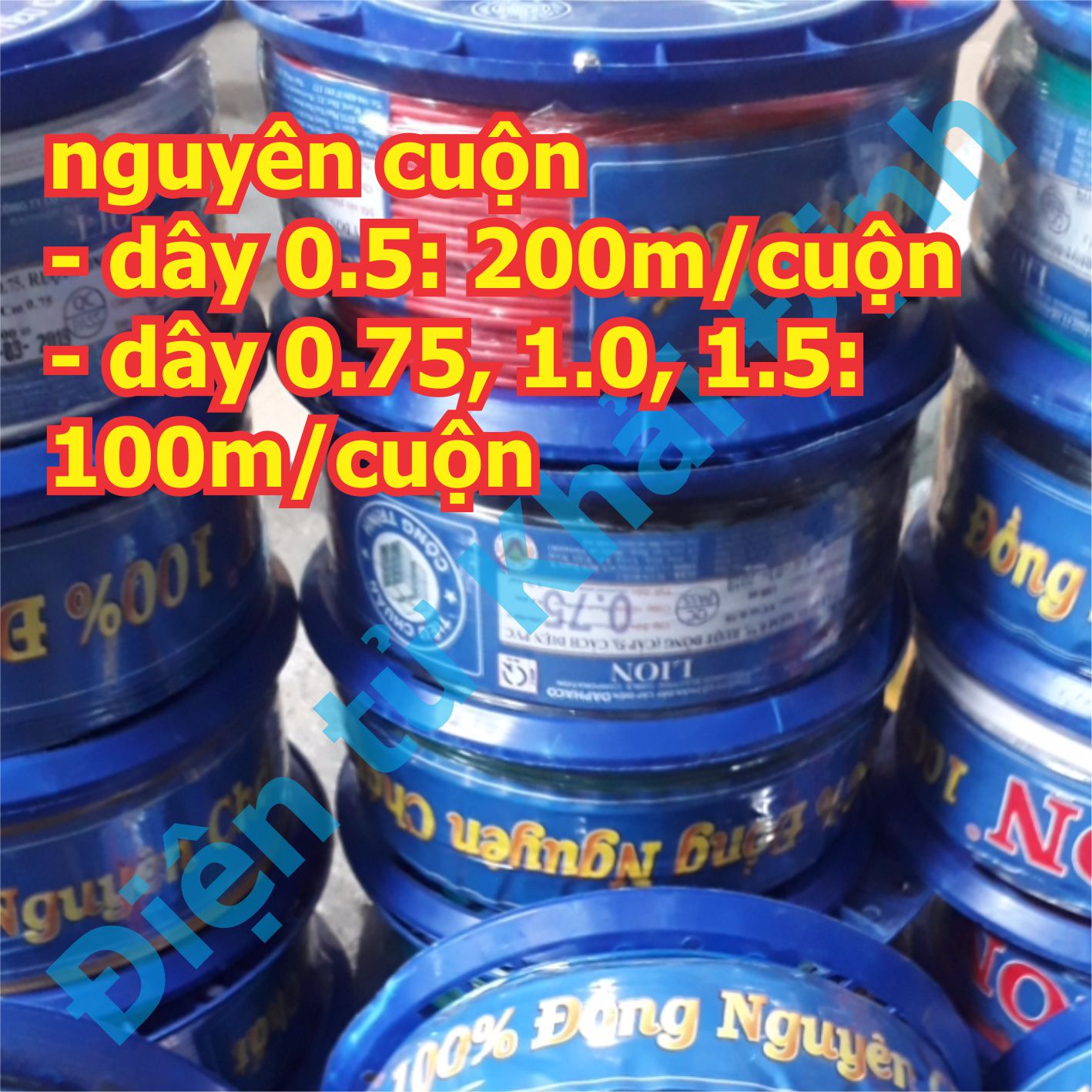 Dây điện đơn dây mềm lõi nhiều sợi nhỏ RV VCm 0.5mm hàng 100% đồng, đủ màu kde5253