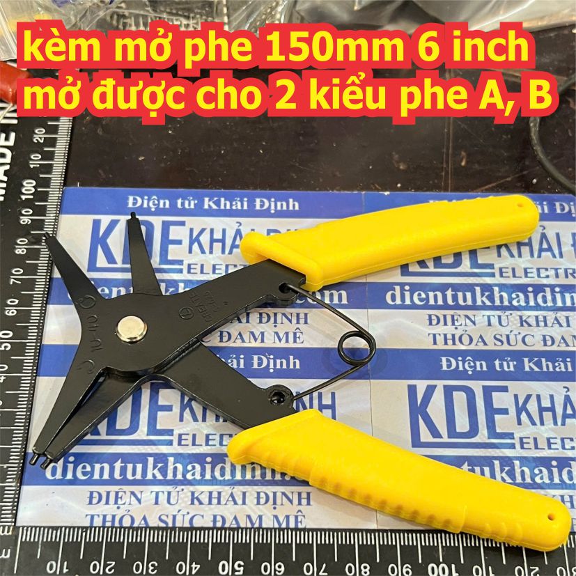 kèm kìm mở phe vòng phanh 150mm 6 inch, mở được cho 2 kiểu phe A, B kde5357