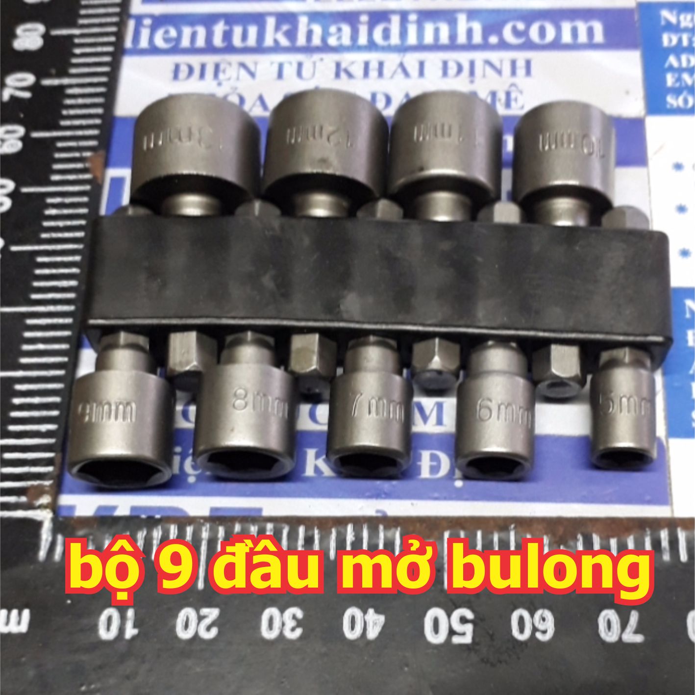 bộ đầu chụp gắn máy khoan, khí nén...mở bulong đầu lục giác các kích cỡ 5~13mm 3/16~7/16inches kde5370