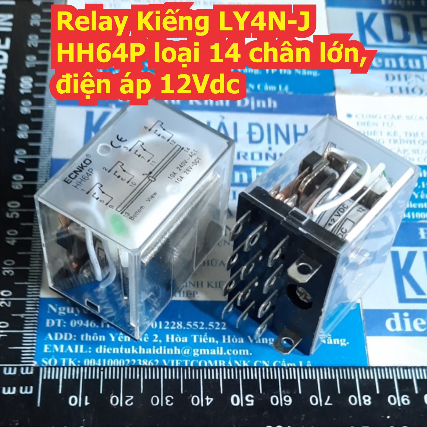Relay Kiếng LY4N-J HH54PL loại 14 chân lớn, điện áp 12Vdc 24Vdc 220Vac kde5400