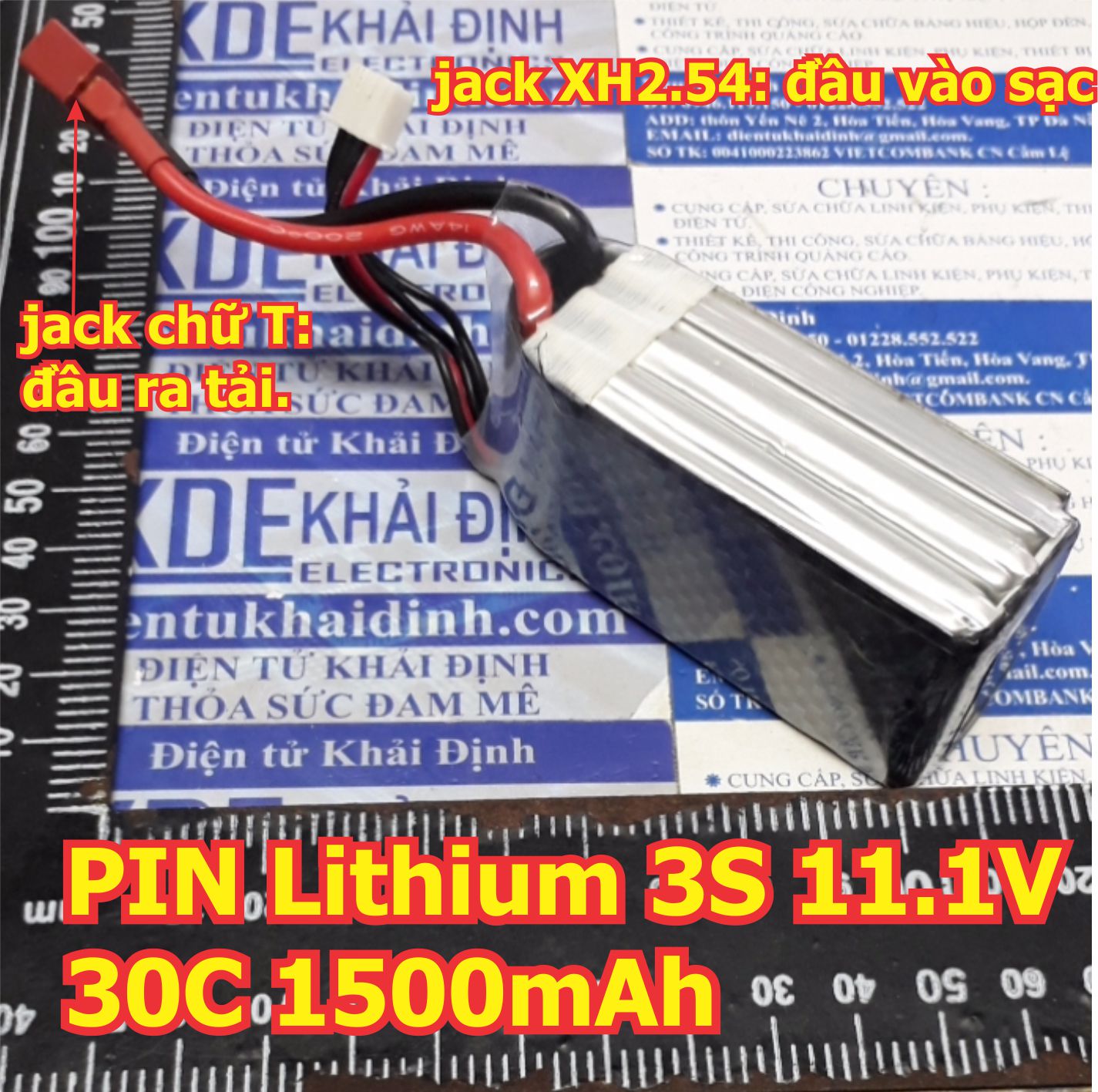 Pin lithium sạc 3S xe RC mô hình 3S 11.1V 12.6V 2200mAh 4 dây đầu ra / 30C 1500mAh kde5480