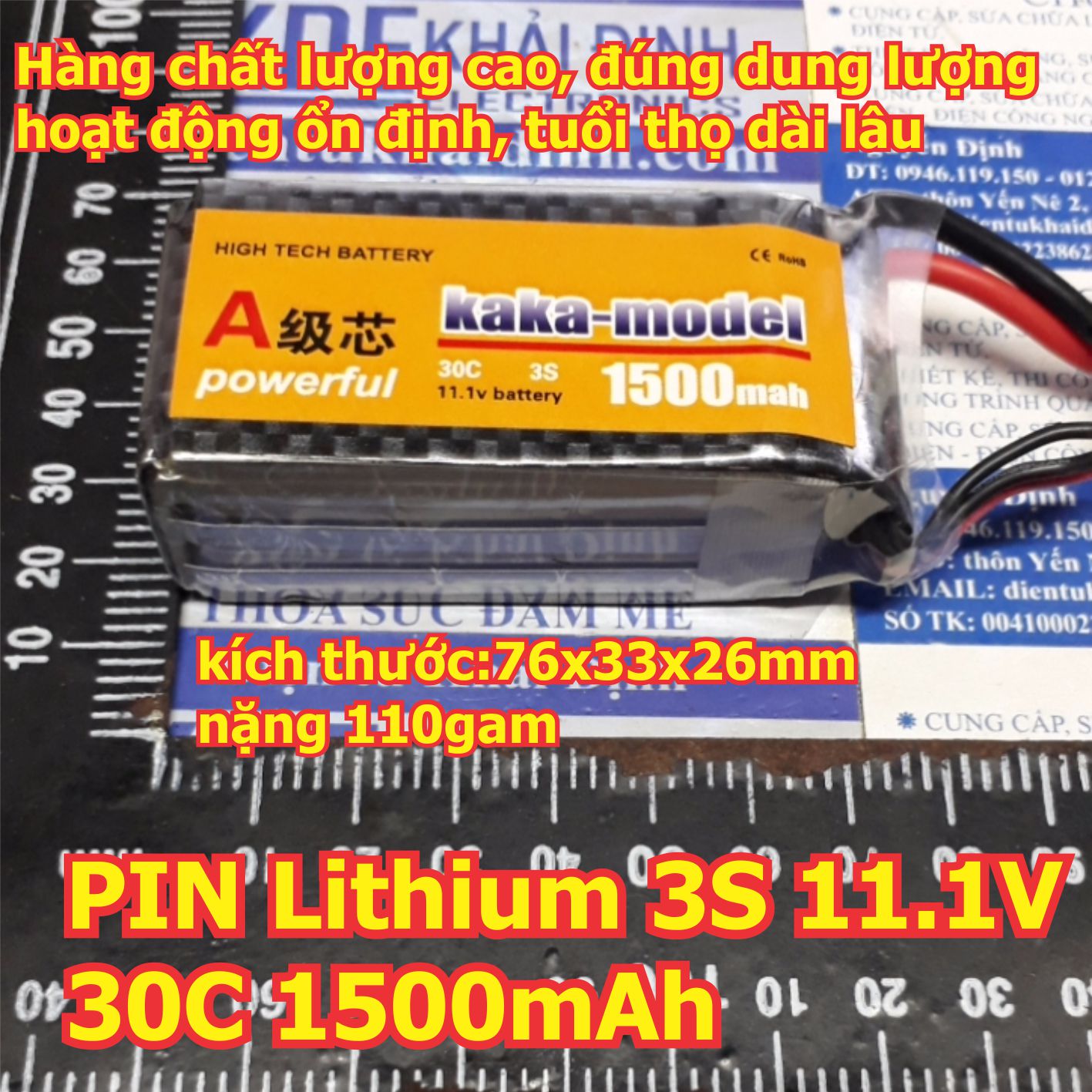 Pin lithium sạc 3S xe RC mô hình 3S 11.1V 12.6V 2200mAh 4 dây đầu ra / 30C 1500mAh kde5480