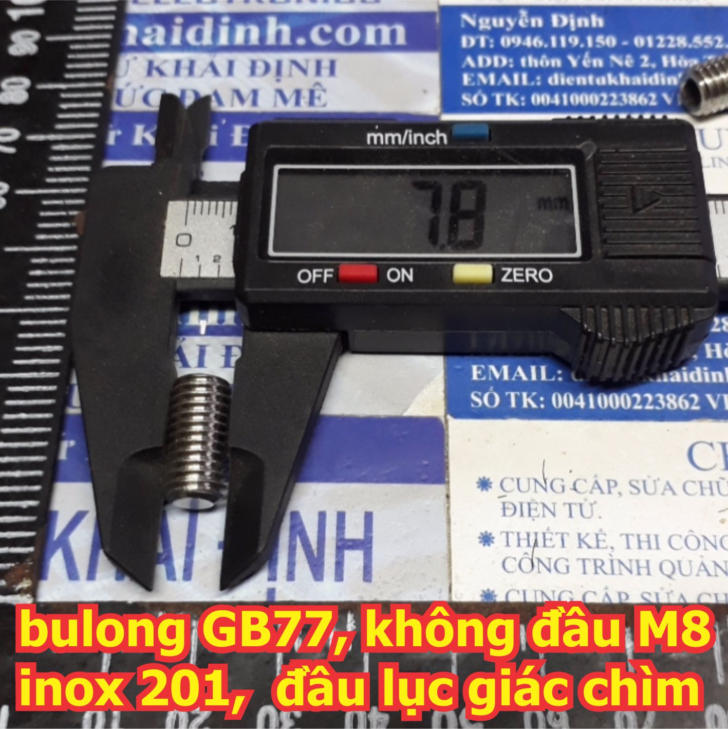 bulong bu lông vít pake GB77, không đầu M8 inoc inox 201,  đầu lục giác chìm, các chiều dài từ 6mm ~ 50mm kde5735
