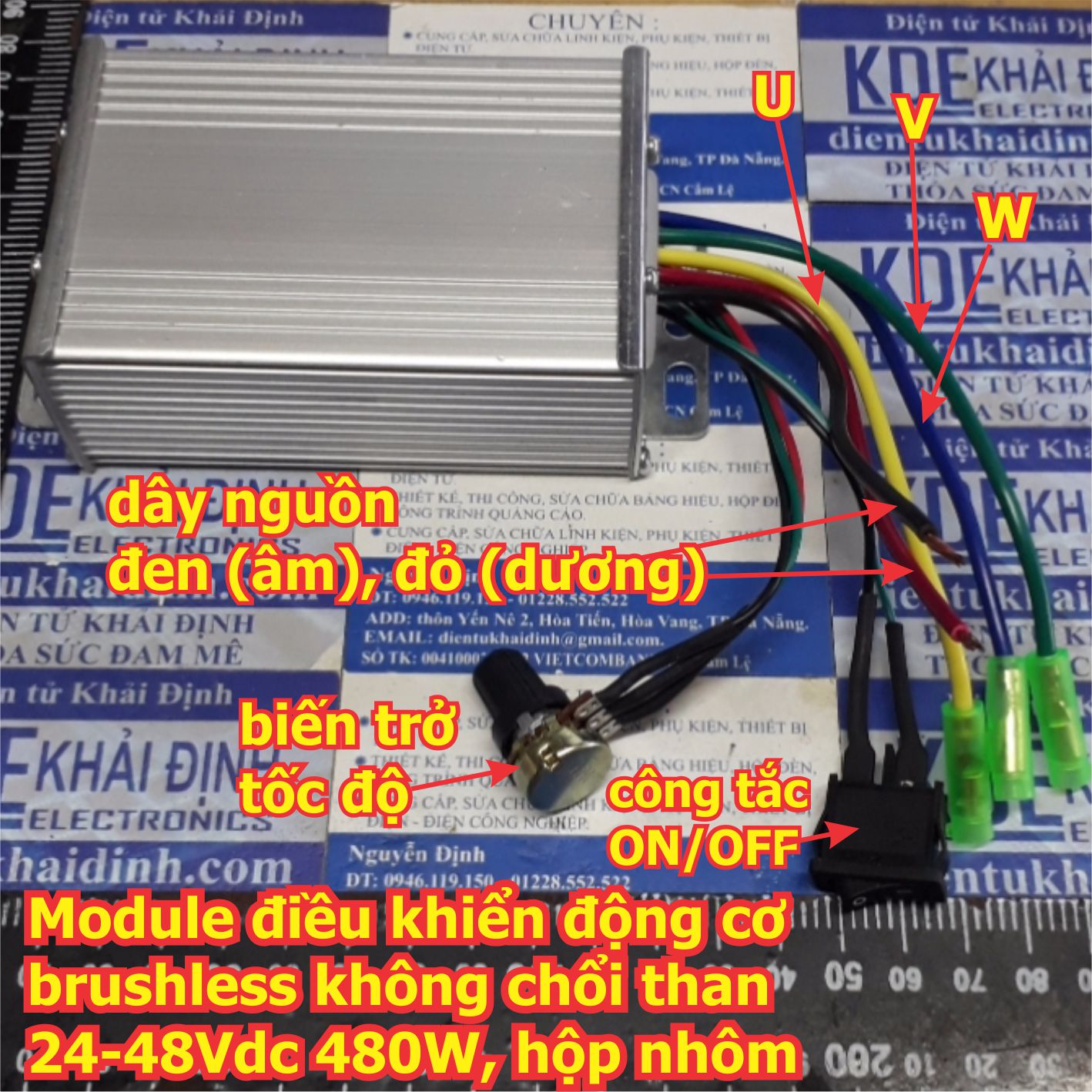Module điều khiển động cơ brushless không chổi than 24-48Vdc 480W, hộp nhôm, 250g kde5779
