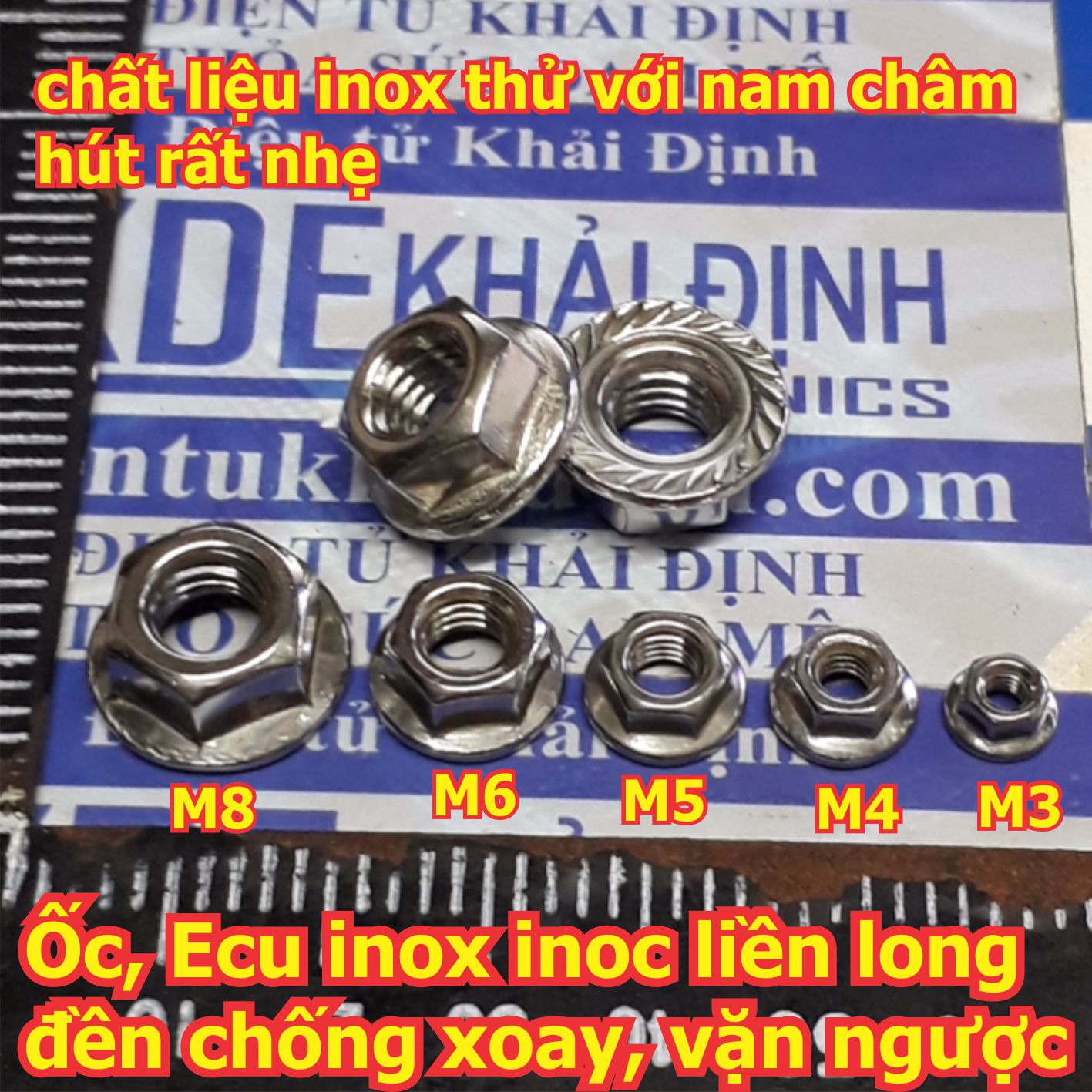 Ốc, Ecu inox inoc liền long đền chống xoay trượt lỏng các loại M3 ~ M12 kde5839