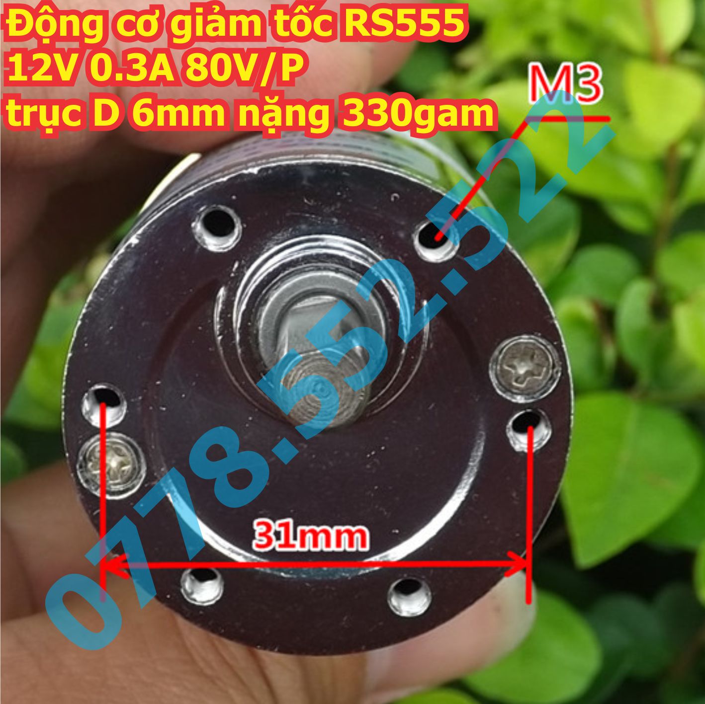 Động cơ giảm tốc 555 RS555 ZGB37 kiểu thẳng 12V 0.3A 5V/P 80V/P trục D 6mm 330gam kde5915