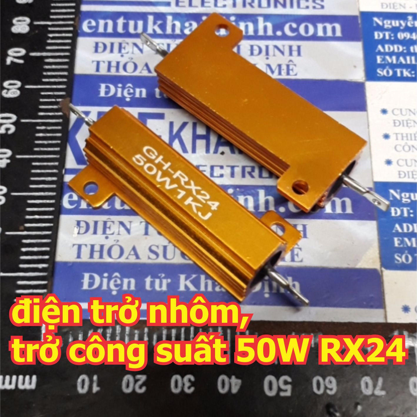 Điện trở nhôm vàng điện trở công suất 50W 5% RX24 GH-RX24 50W2J 50W5ΩJ 50W10RJ 50W20RJ 50W100RJ 50W1KJ 50W10KJ kde5916