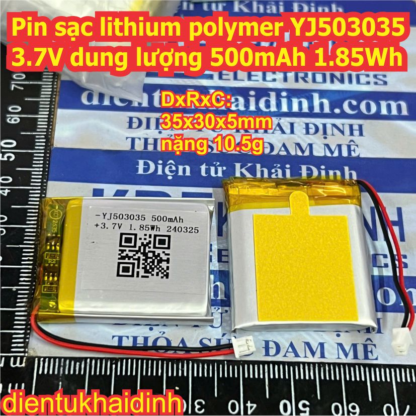 Pin lithium polymer 303450 YJ503035 3.7V dung lượng 500mAh kde6058