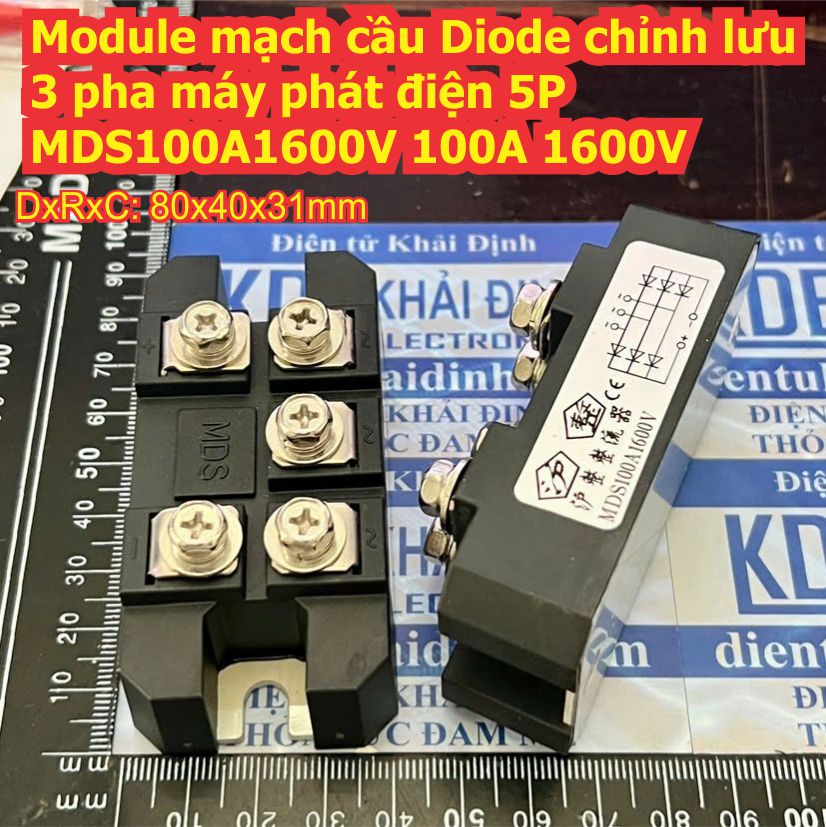 Module mạch cầu Diode chỉnh lưu 3 pha máy phát điện 5P MDS100A1600V 100A 1600V kde6060