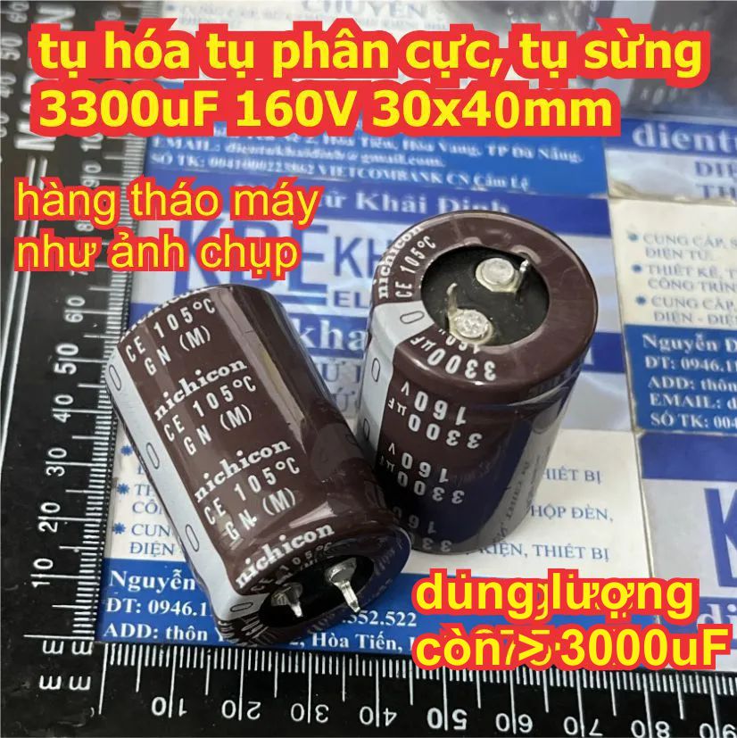 Tụ hóa tụ phân cực tụ sừng chân ngắn 3300uF 160V 30x40mm tháo máy kde6132