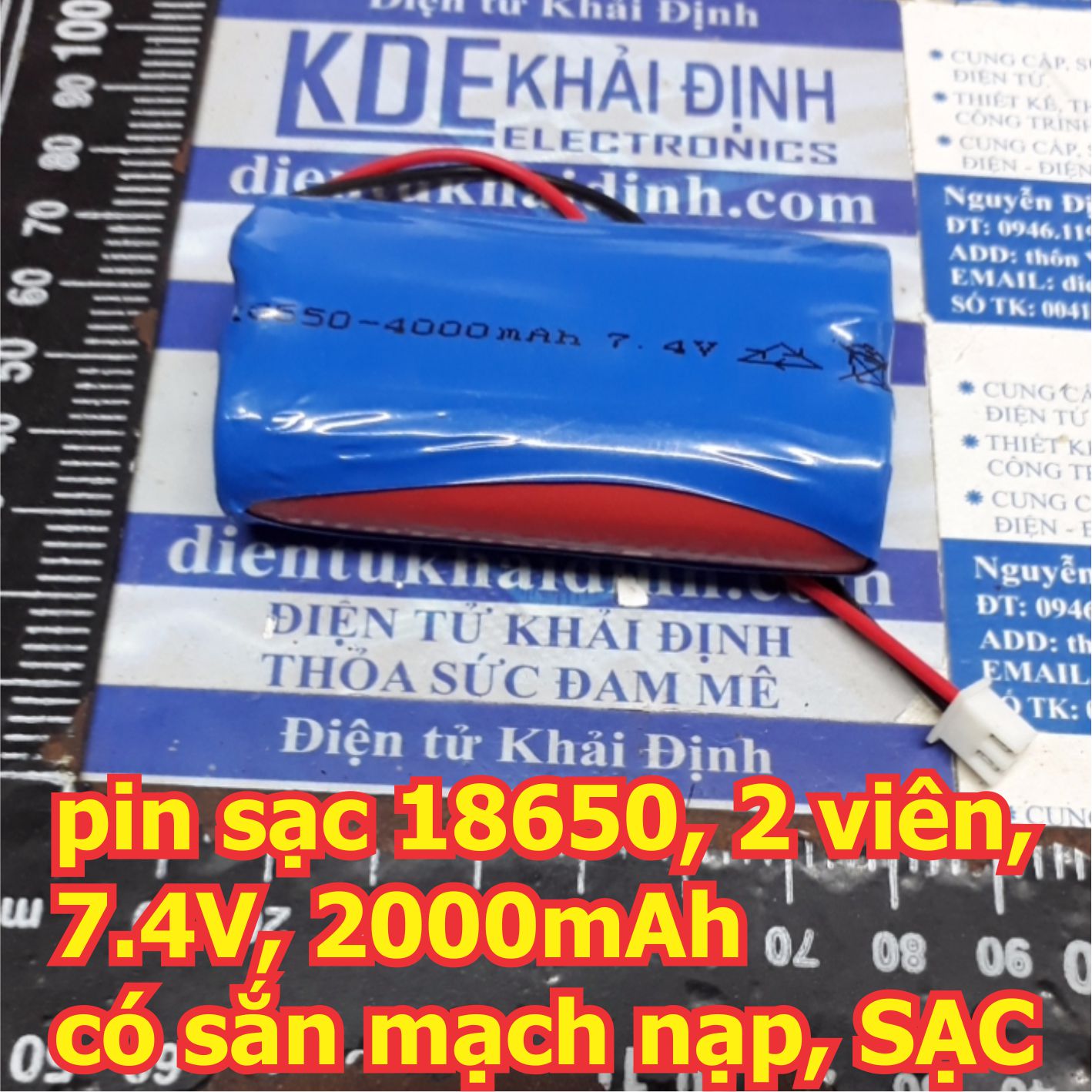 Pin sạc Li-ion Li-thium có mạch nạp bảo vệ 18650 2 / 3 / 4 viên 7.4V 12V 1800mAh 3000mAh 4000mAh kde6170