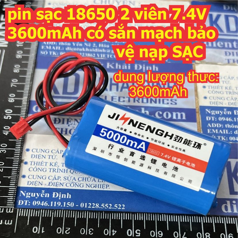 Pin sạc Li-ion Li-thium có mạch nạp bảo vệ 18650 2 / 3 / 4 viên 7.4V 12V 1800mAh 3000mAh 4000mAh kde6170