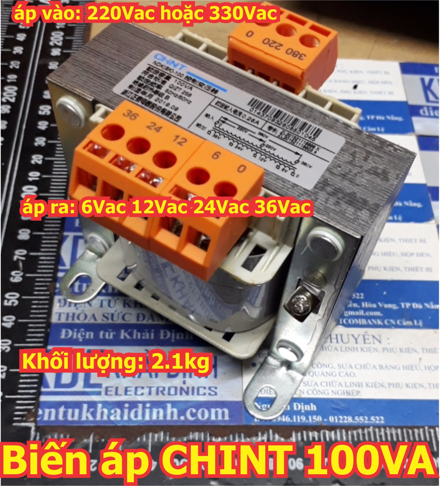 Biến áp cách ly Biến thế hàng CHINT NDK-100VA 100W 220V/380V 6V/12V/24V/36V hàng nặng 2.1kg kde6196