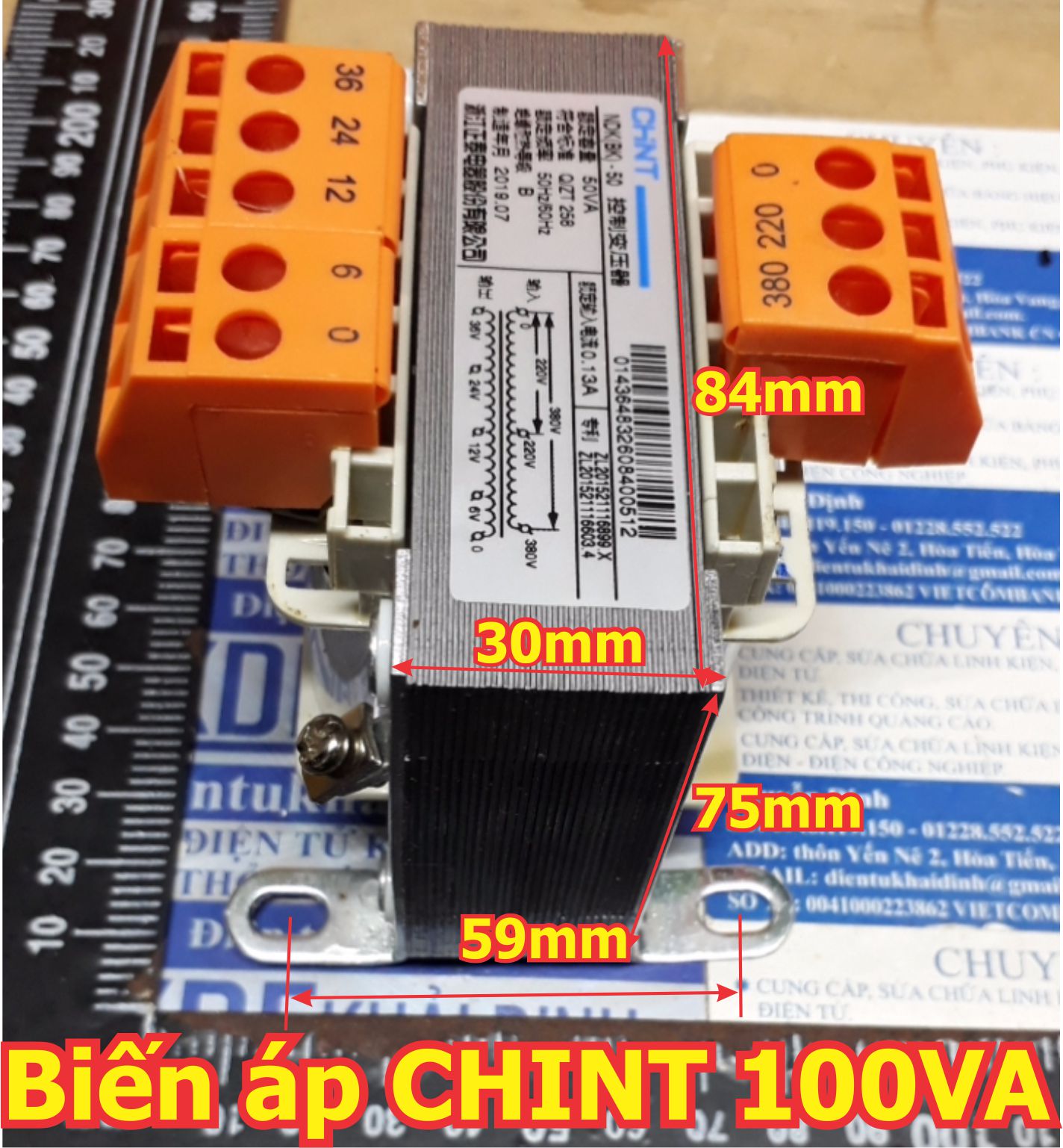 Biến áp cách ly Biến thế hàng CHINT NDK-50VA 50W 220V/380V 6V/12V/24V/36V hàng nặng 1.1kg kde6197