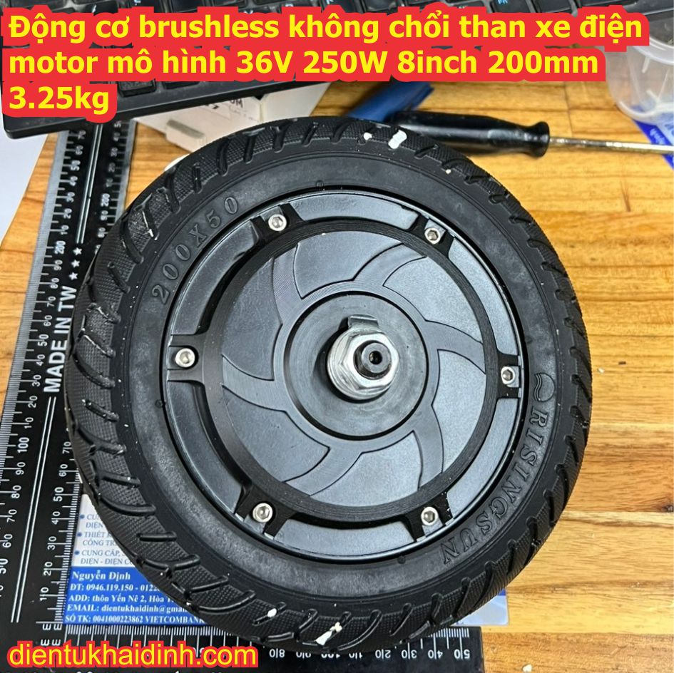 Động cơ brushless không chổi than xe điện motor xe mô hình 36V 250W 8inch 200mm 3.25kg kde6296