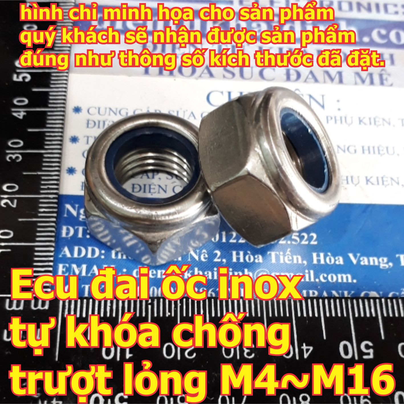 Đai Ốc tán vặn ECU Eru inox inoc đệm nhựa tự khóa chống trượt lỏng DIN985 M3 M4 M5 M6 M8 M10 M12 M14 M16 kde6354