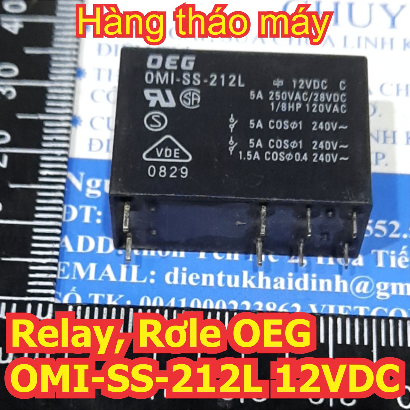Relay Rơle chữ nhật 8 chân 5A 250V OEG OMI-SS-212L 12VDC OMI-SS-224L 24VDC hàng tháo máy đẹp kde6437