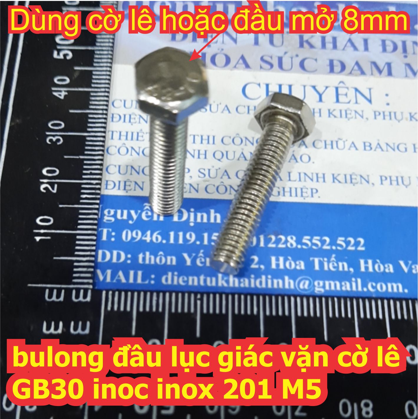 bulong bu lông đầu lục giác vặn cờ lê GB30 inoc inox 201 M5 dài 10mm ~ 45mm kde6619