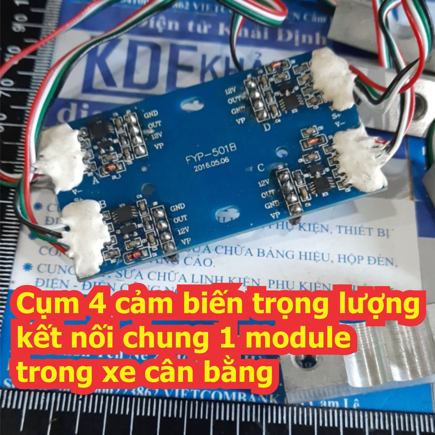Cụm 4 cảm biến trọng lượng kết nối chung 1 module trong xe cân bằng kde6693