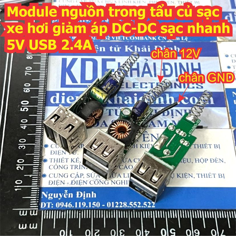 Module nguồn trong tẩu củ sạc xe hơi giảm áp DC-DC sạc nhanh 5V USB 2.4A kde6727