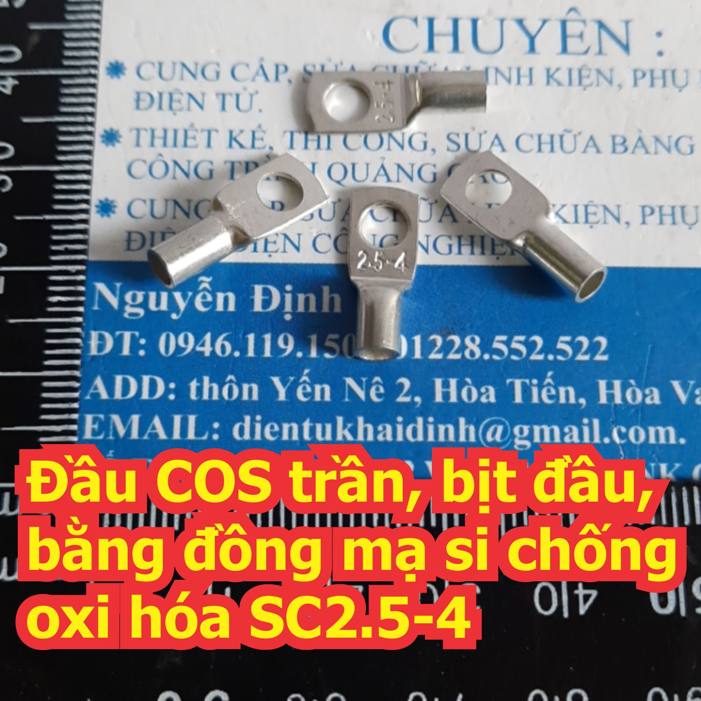 Đầu COS trần, bịt đầu, bằng đồng mạ si chống oxi hóa SC2.5-4 kde6730