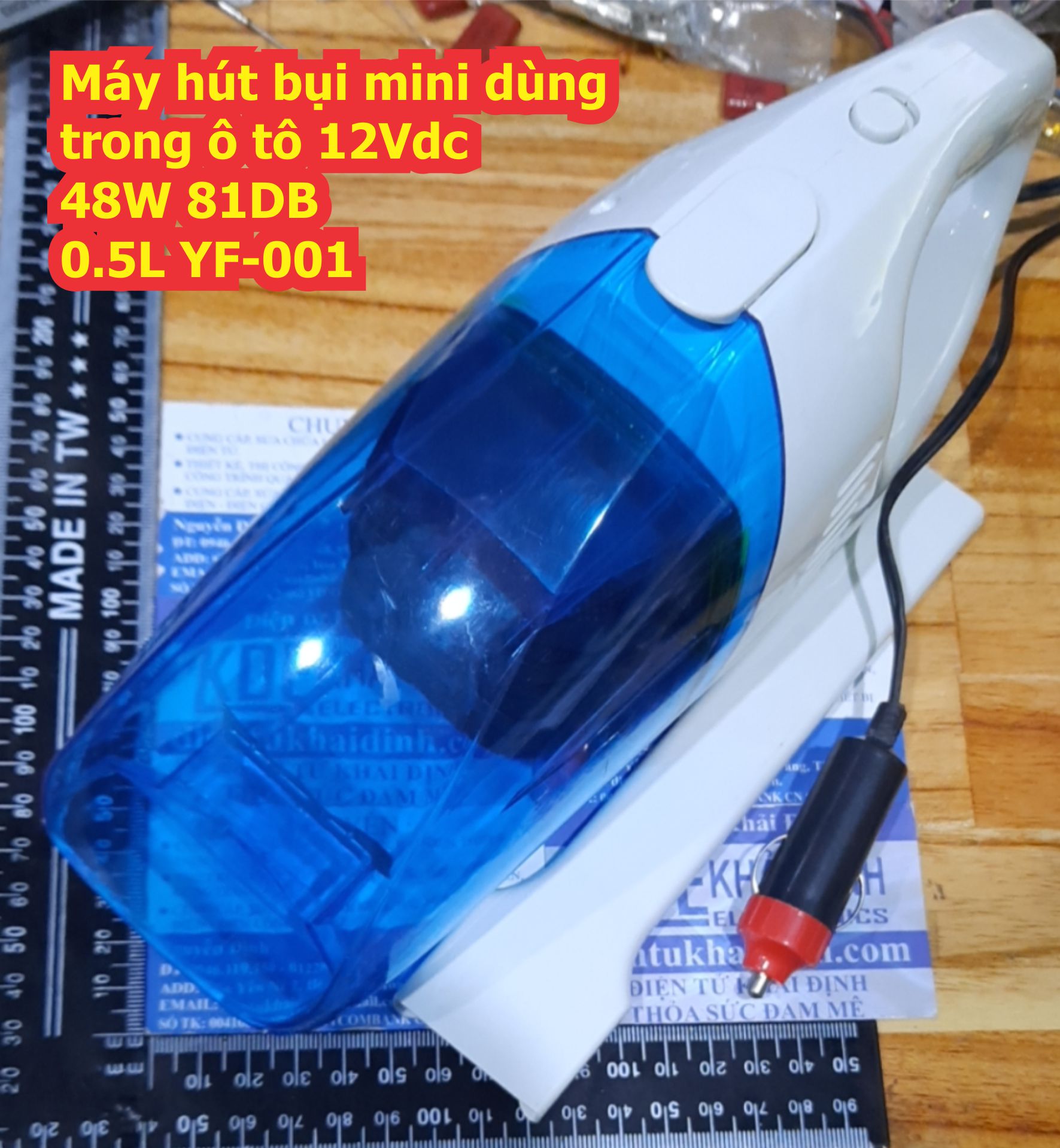 Máy hút bụi mini dùng trong ô tô 12Vdc 48W 81DB 0.5L YF-001 kde6786