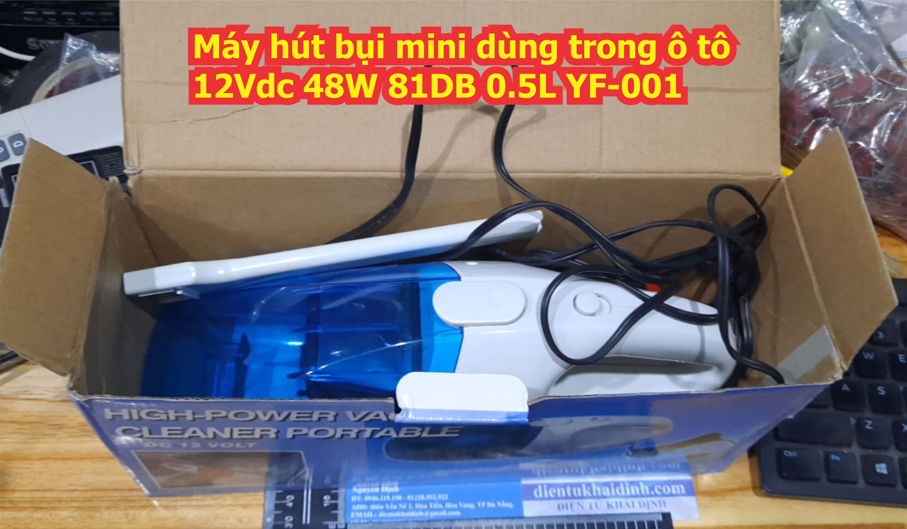 Máy hút bụi mini dùng trong ô tô 12Vdc 48W 81DB 0.5L YF-001 kde6786