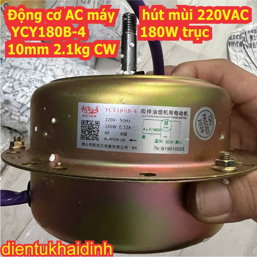 Động cơ AC 220VAC trong máy hút mùi YCY180B-4 YPY 1050V/P 160W 180W trục 10mm 1.8kg 2.1Kg kde6828