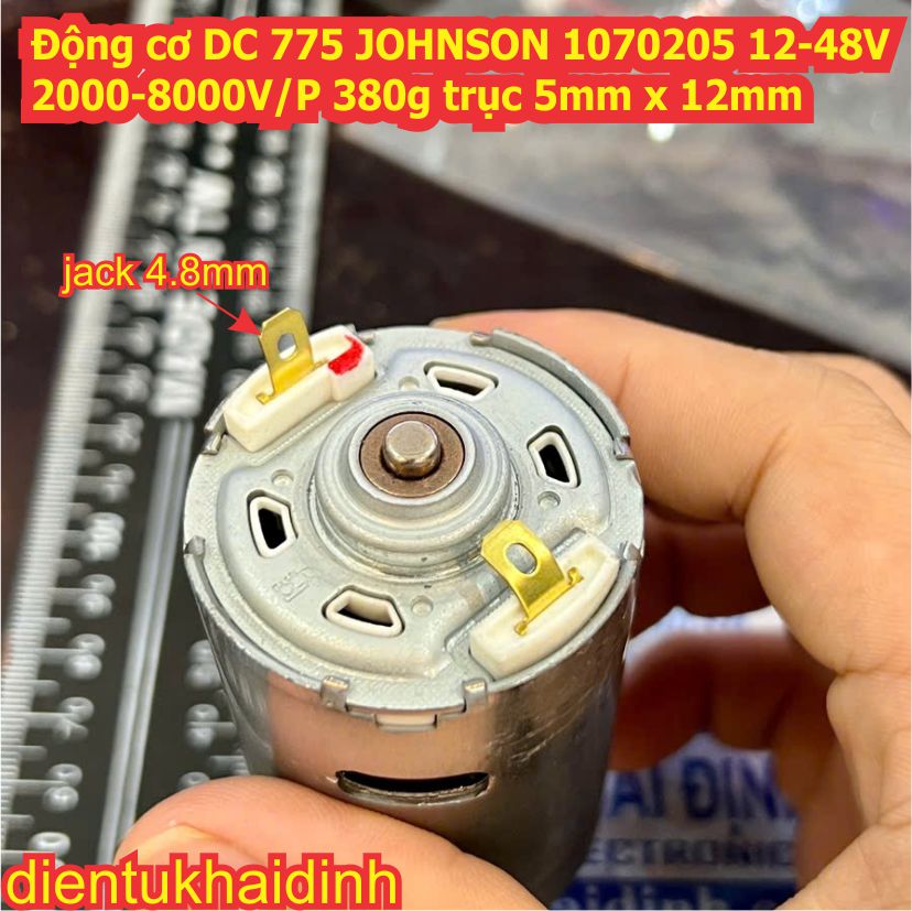 Động cơ DC 775 JOHNSON 1070205 12-48V 2500-10000V/P 380g trục 5mm x 12mm kde6859
