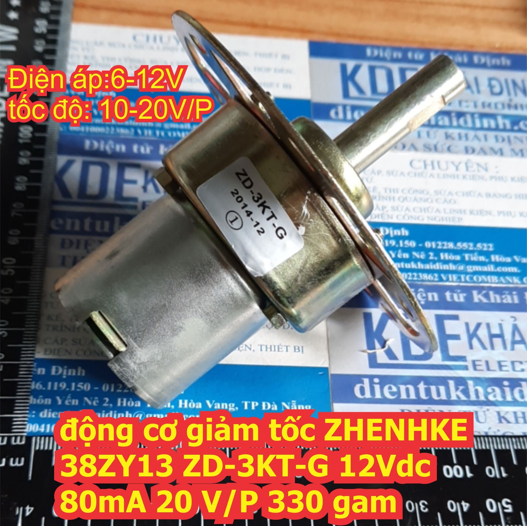 động cơ giảm tốc ZHENHKE 38ZY13 ZD-3KT-G 12Vdc 80mA 20 V/P 330 gam kde6948