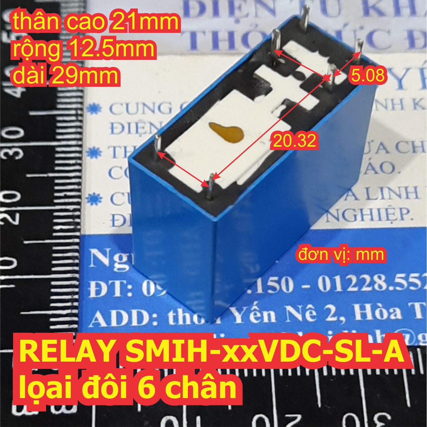 RELAY rơ le đôi hộp chữ nhập SMIH 05Vdc 5V 12Vdc 24Vdc SL-A SL-C 6 chân 8 chân 16A 250Vac kde7132