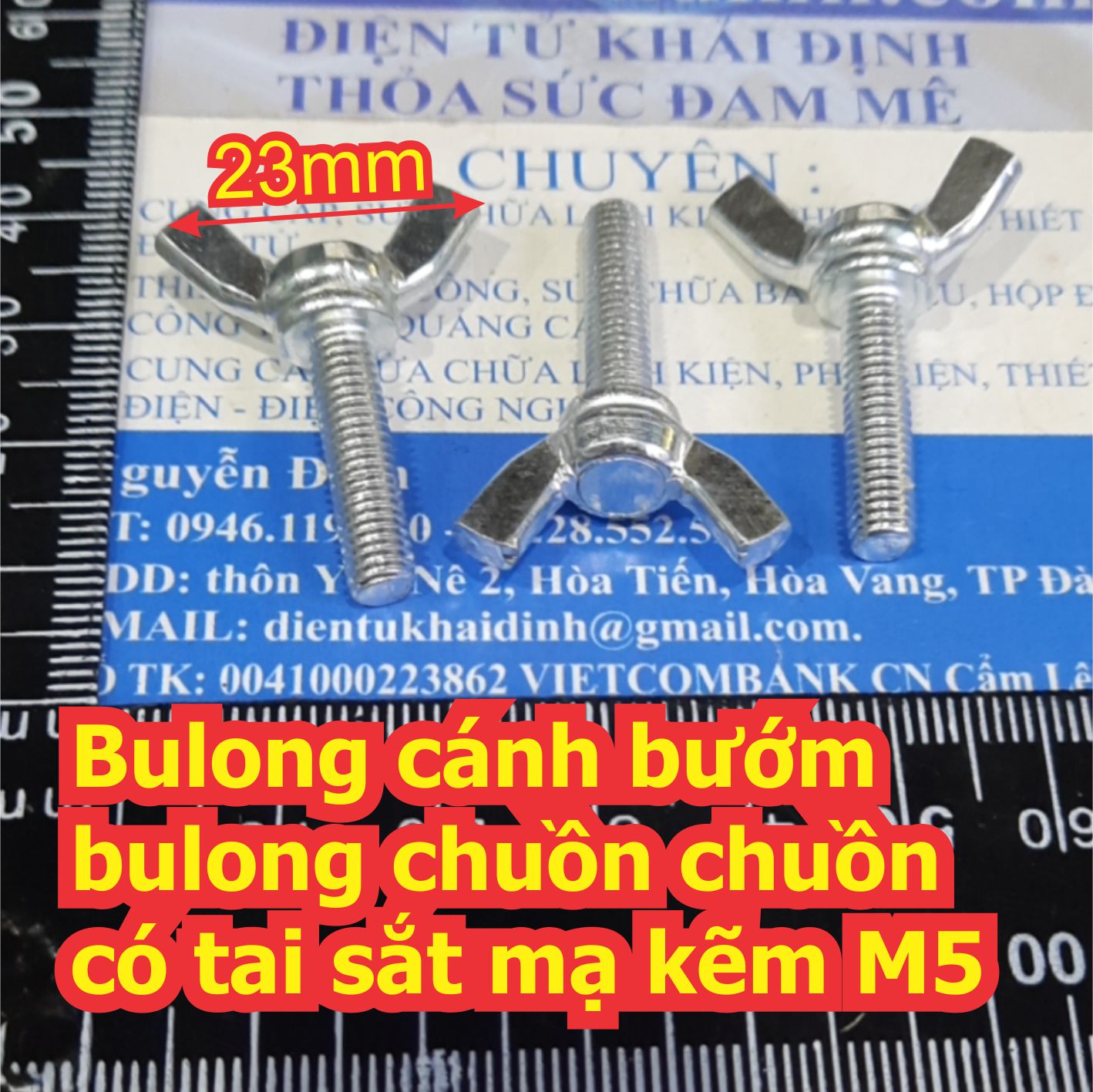 Bulong bu lông vặn tay tai sắt cánh bướm chuồn chuồn mạ kẽm M4 M5 M6 M8 dài 10~40mm kde7140
