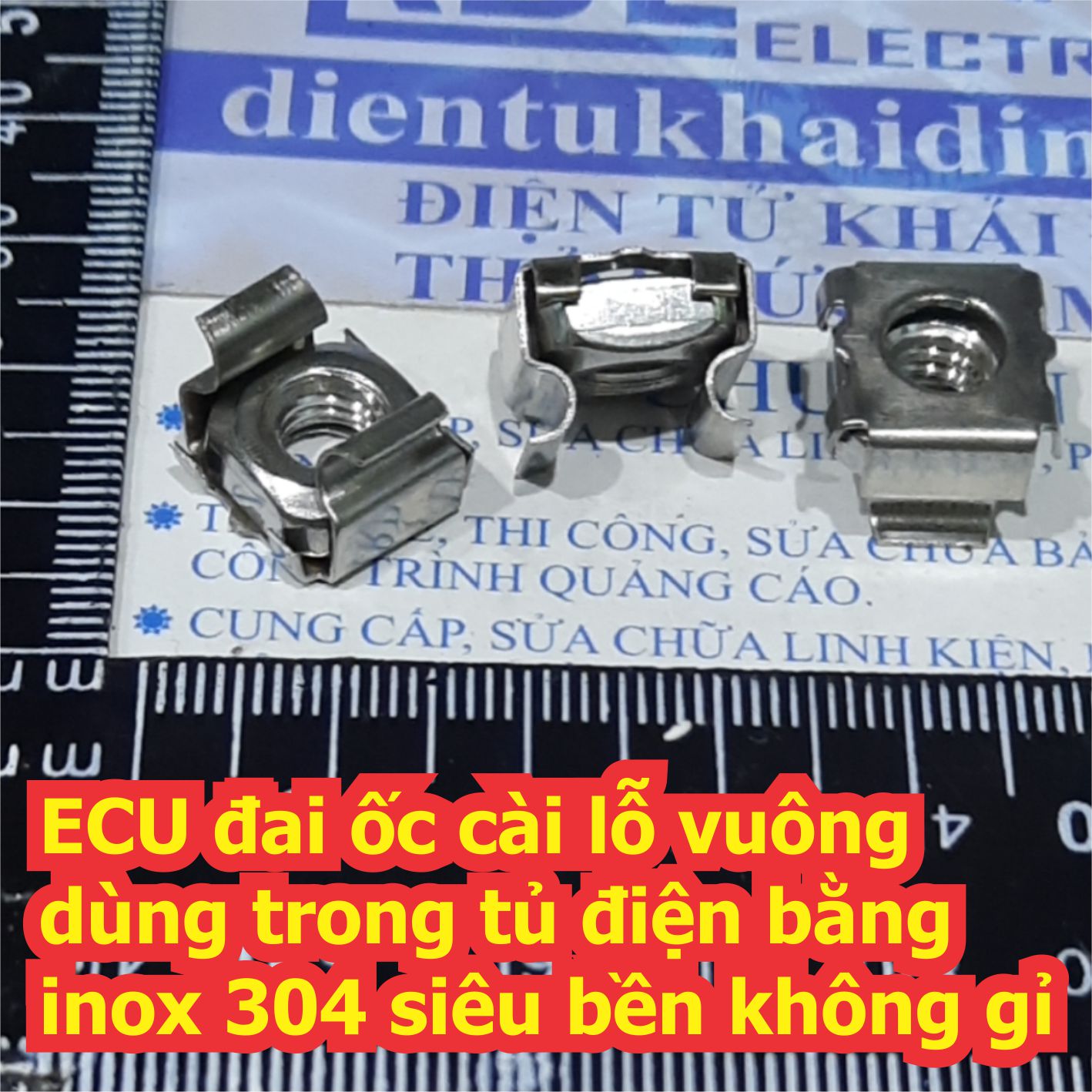 ECU đai ốc cài lỗ vuông dùng trong tủ điện bằng inox 304 siêu bền không gỉ M6 kde7201