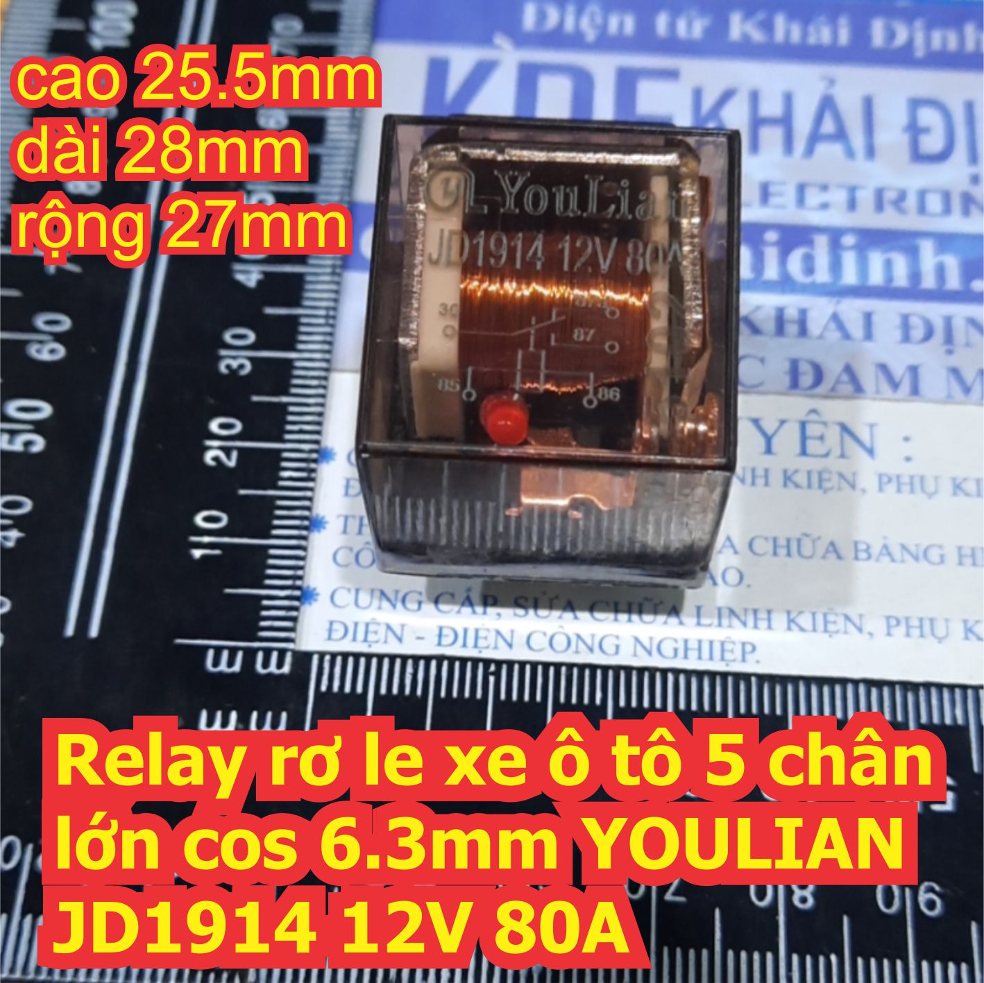 Relay rơ le xe ô tô 5 chân lớn cos 6.3mm JD1914 12V / 24V 80A / 100A kde7203