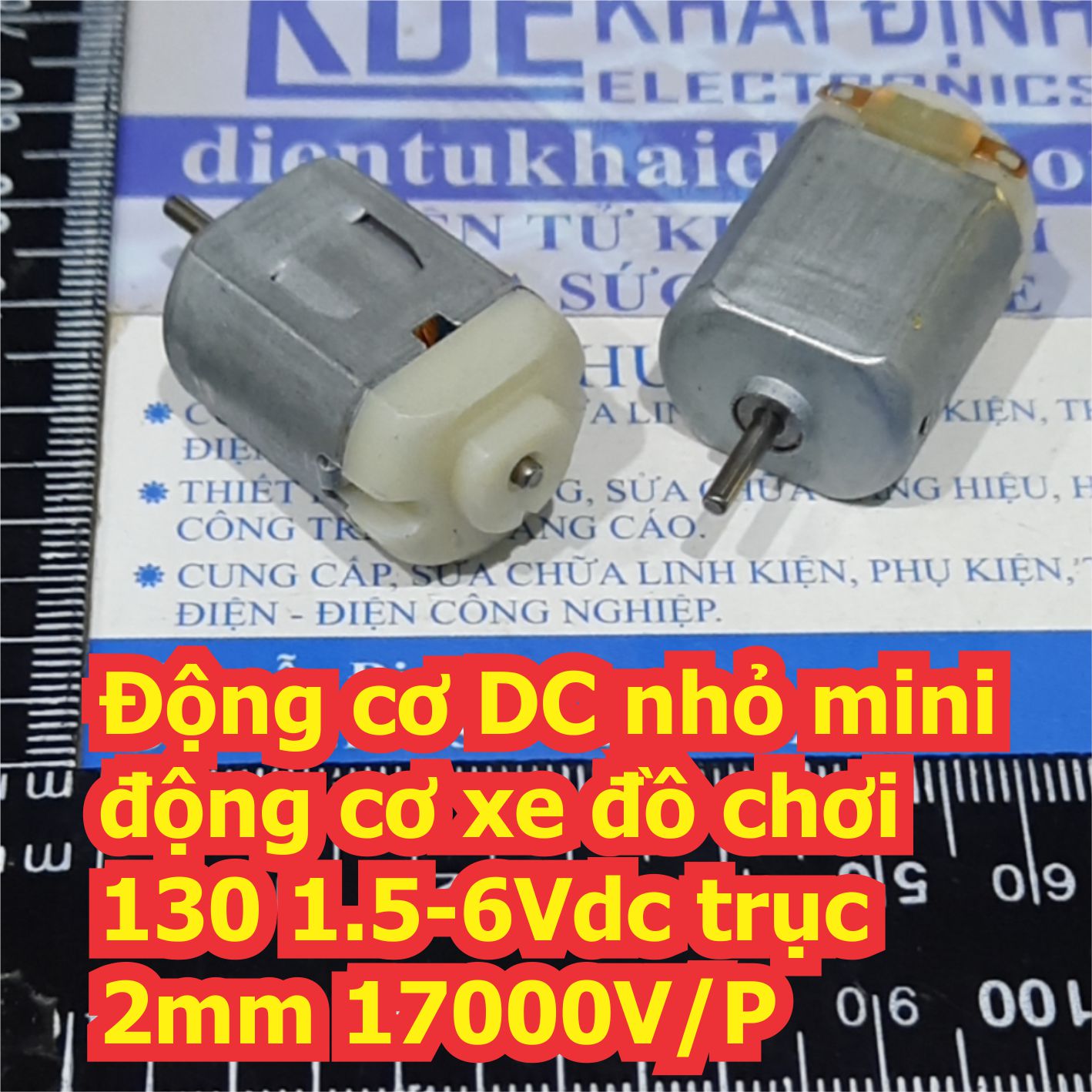 Động cơ DC nhỏ mini động cơ xe đồ chơi 130 1.5-6Vdc trục 2mm 17000V/P kde7221