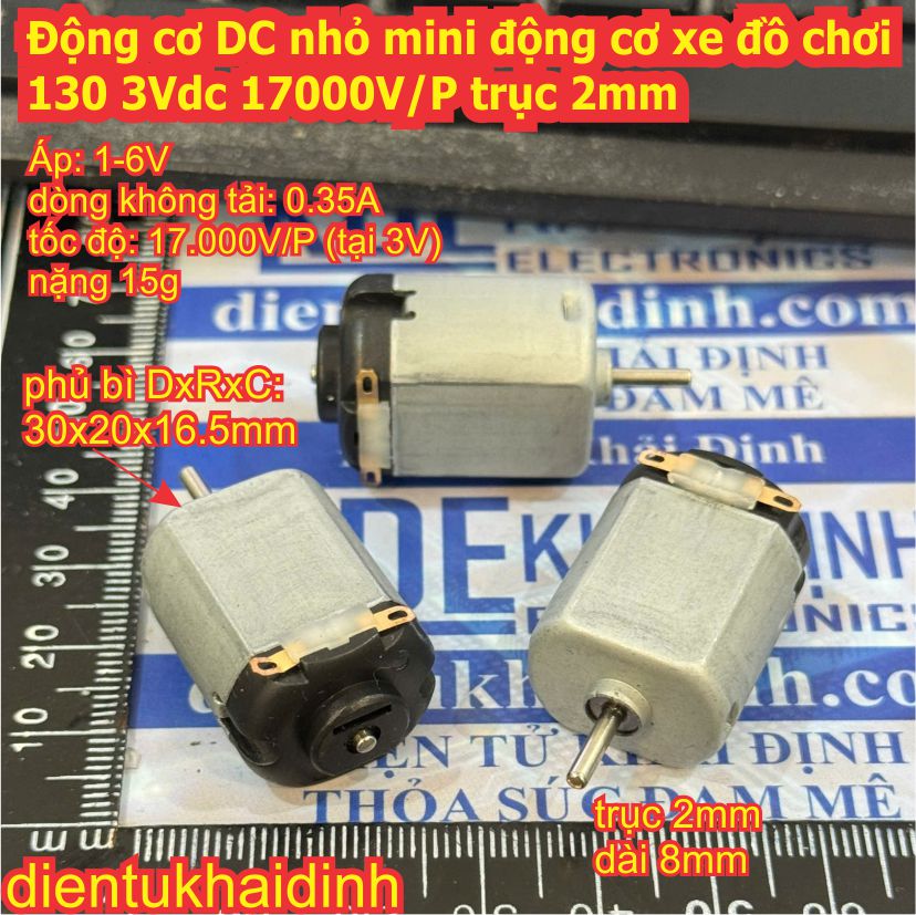 Động cơ DC nhỏ mini động cơ xe đồ chơi 130 3Vdc trục 2mm 17000V/P kde7221