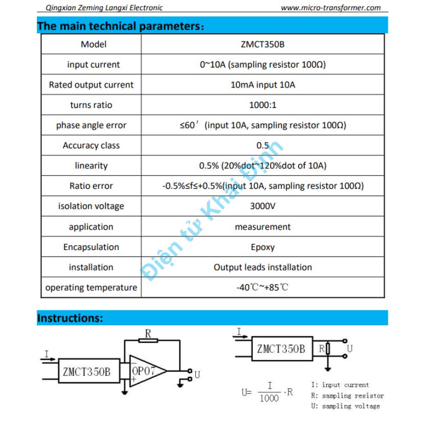 Cảm biến dòng vòng xuyến tròn 5A/5mA ZMCT350B ZMCT350 ZMCT103 ZMCT103C màu xanh dương kde2119