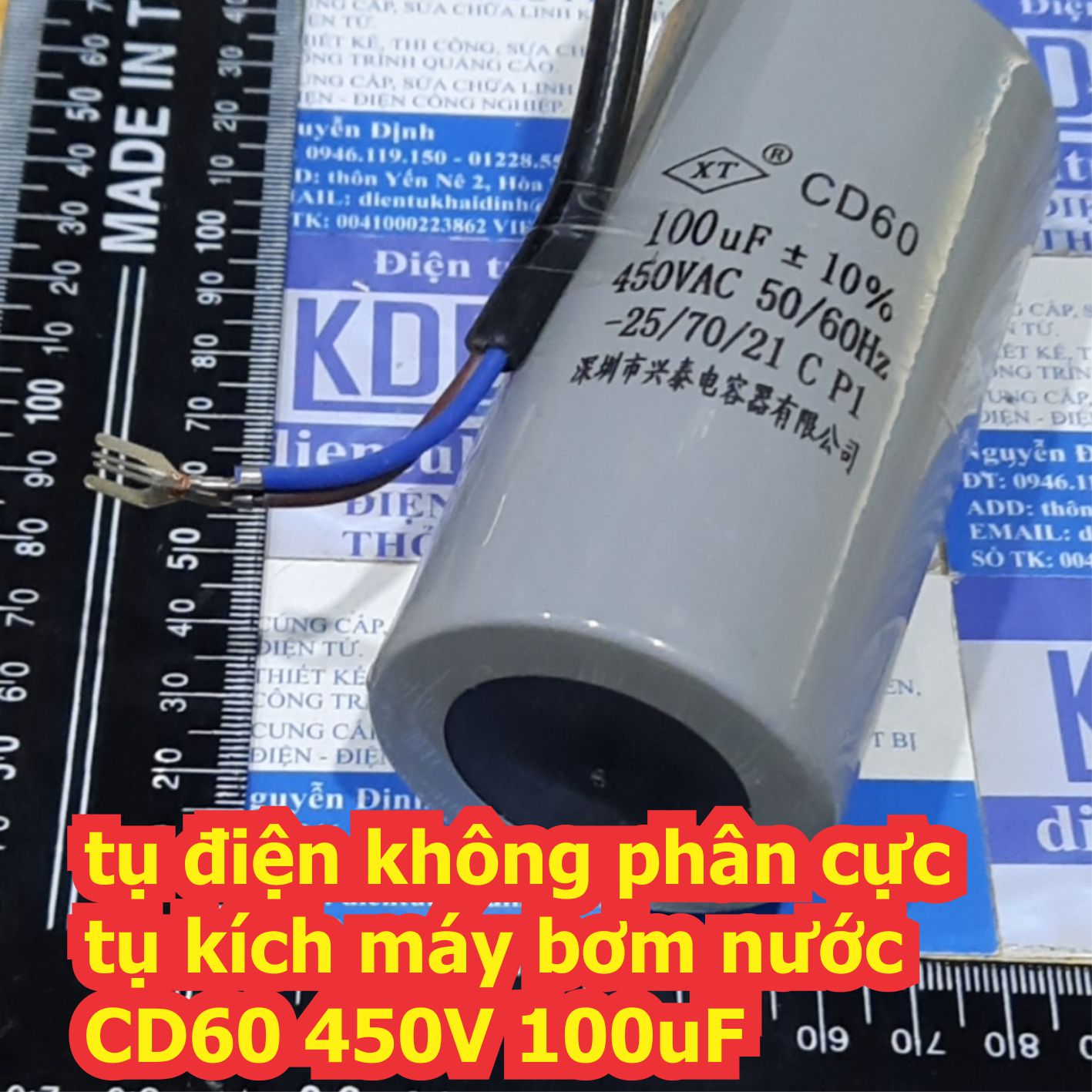 tụ điện không phân cực tụ kích máy bơm nước CD60 450V các loại 100uF ~ 500uF kde7255