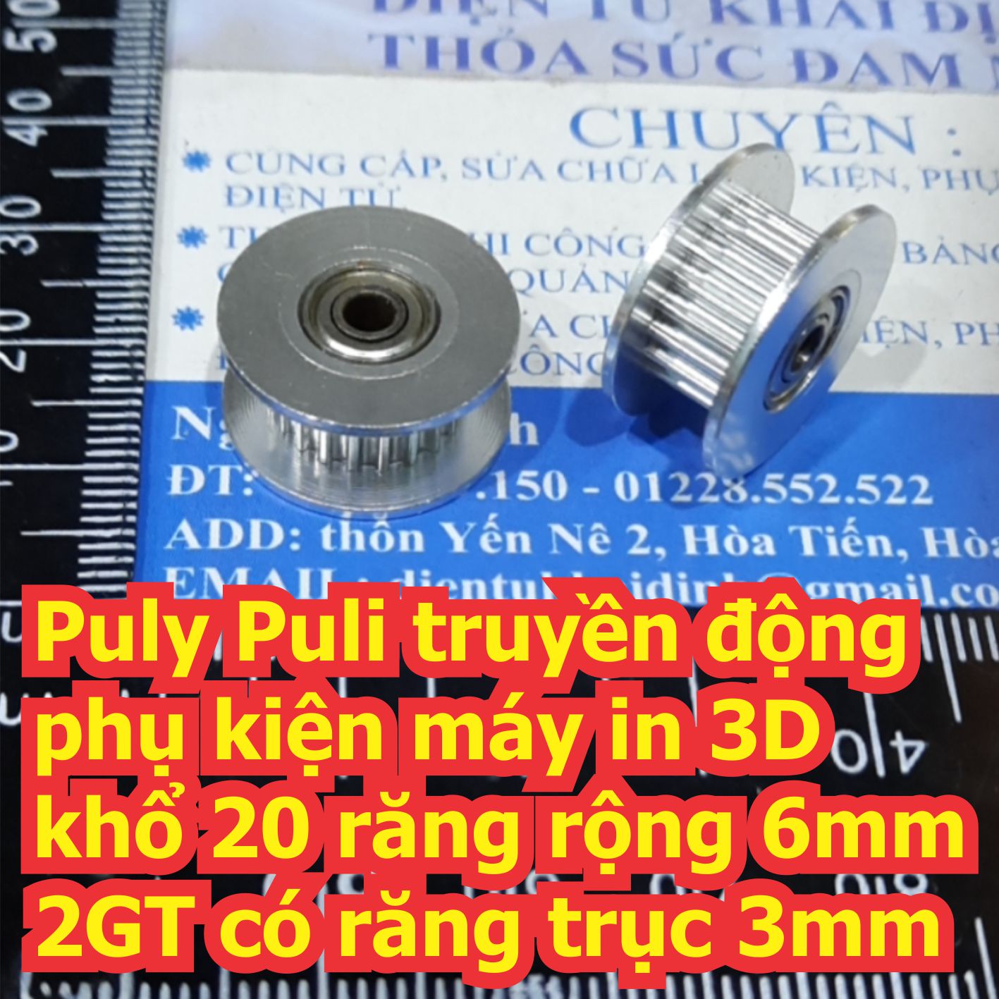 Puly Puli truyền động phụ kiện máy in 3D khổ 20 răng rộng 6mm 2GT có răng trục 3mm kde7298