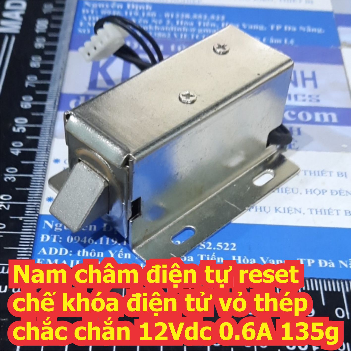 Nam châm điện chốt điện tự reset chế khóa cửa điện tử vỏ thép chắc chắn 150g 12Vdc 1.1A / 6V 1.3A kde7499