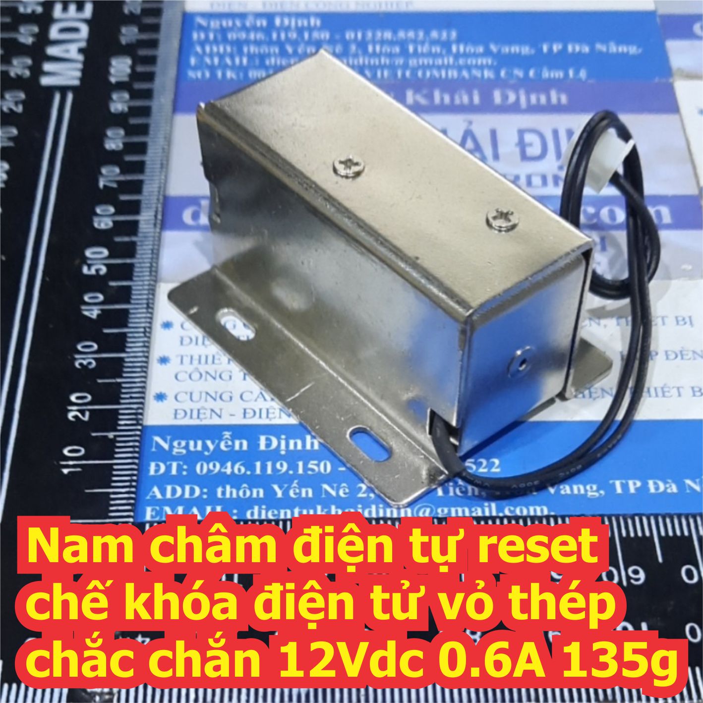 Nam châm điện chốt điện tự reset chế khóa cửa điện tử vỏ thép chắc chắn 150g 12Vdc 1.1A / 6V 1.3A kde7499